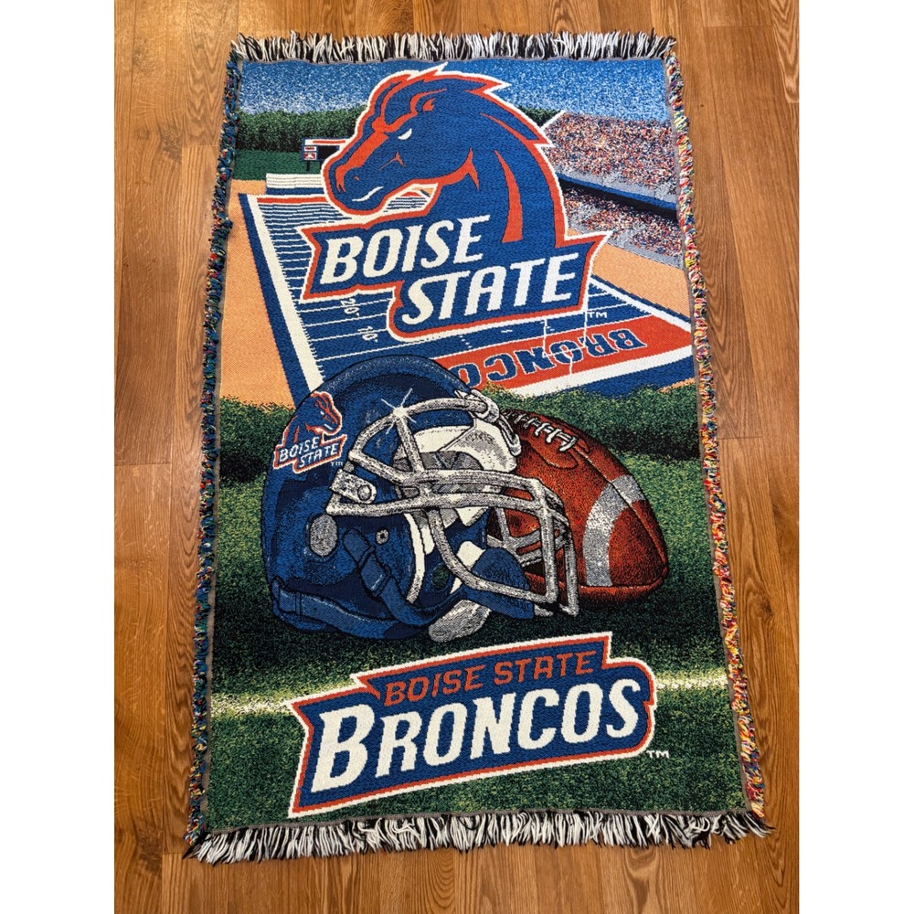 Boise State Broncos Lap Blanket Unisex OS Blue Orange Vintage Woven Tapestry
